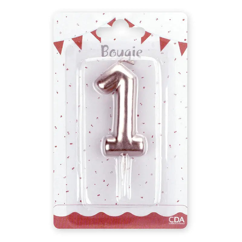 Birthday candle Number 1 Rose Gold Cotillons D Alsace