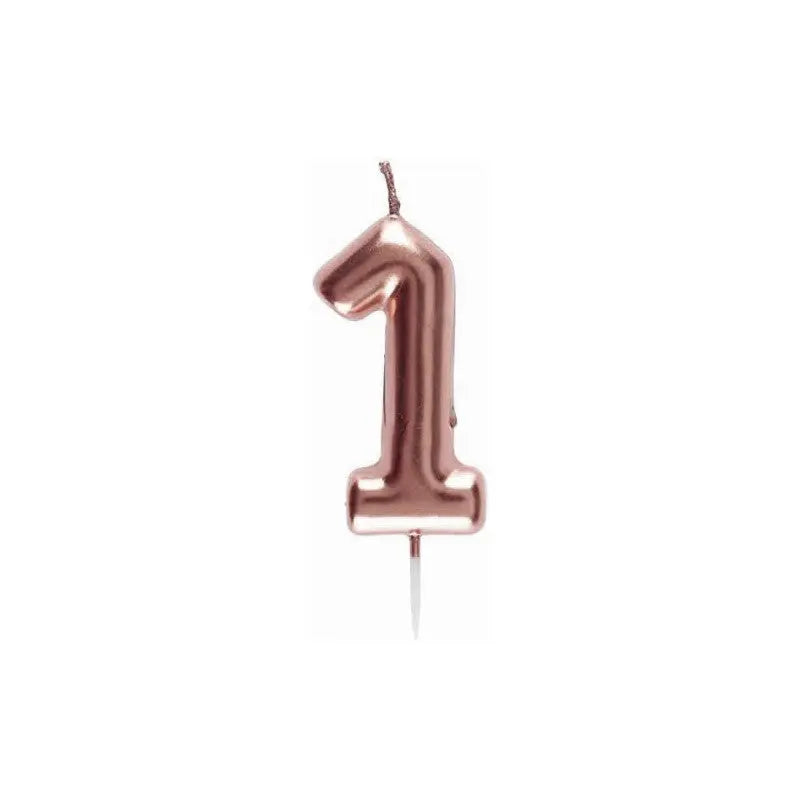 Birthday candle Number 1 Rose Gold Cotillons D Alsace