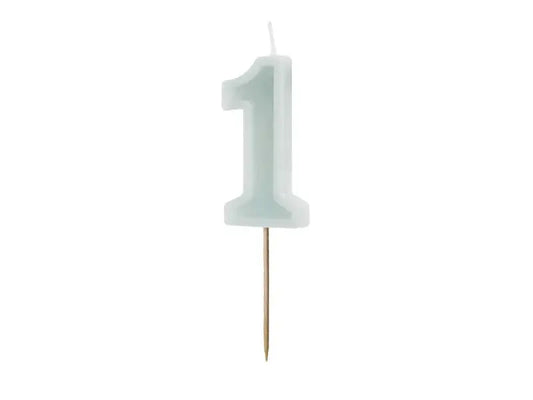 Birthday candle Number 1, light mint, 6 cm Partydeco