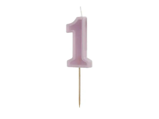 Birthday candle Number 1, purple, 6 cm Partydeco