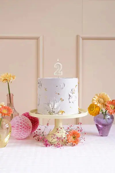 Birthday candle Number 2, beige, 6 cm Partydeco