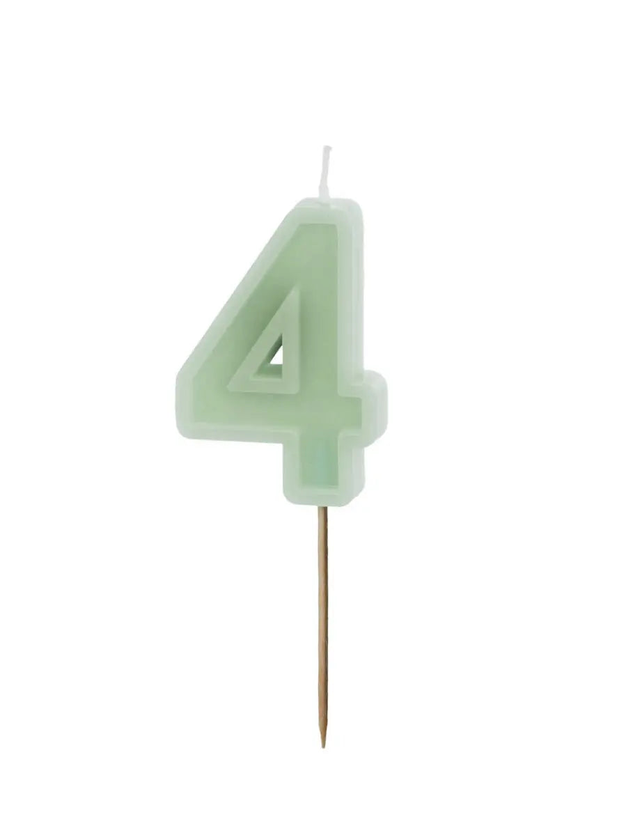 Birthday candle Number 4, green, 6 cm Partydeco