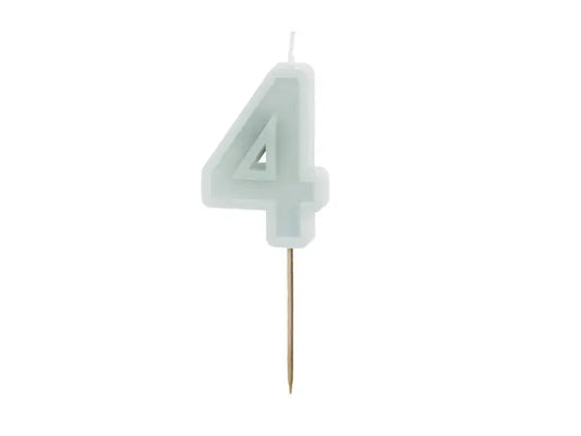 Birthday candle Number 4, light mint, 6 cm Partydeco