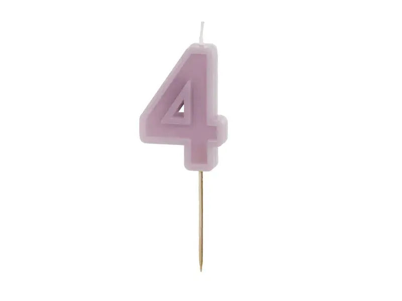 Birthday candle Number 4, purple, 6 cm Partydeco