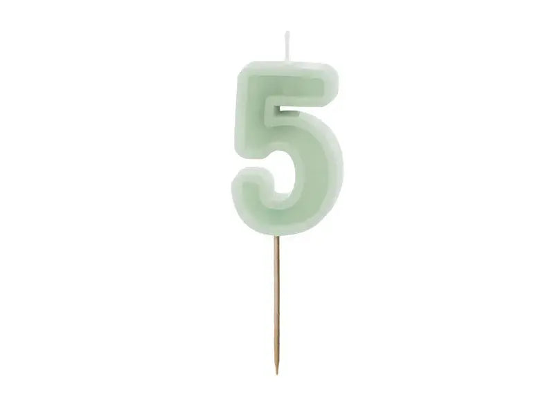 Birthday candle Number 5, green, 6 cm Partydeco