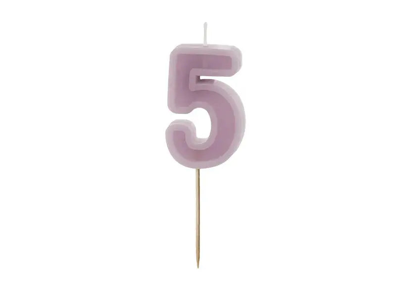Birthday candle Number 5, purple, 6 cm Partydeco