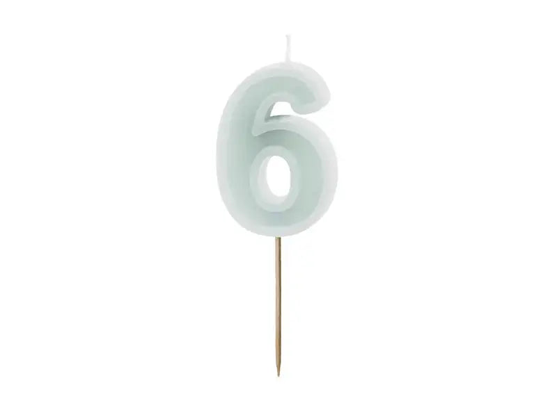 Birthday candle Number 6, light pink, 6 cm Partydeco