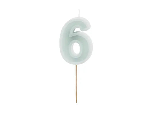 Birthday candle Number 6, light pink, 6 cm Partydeco