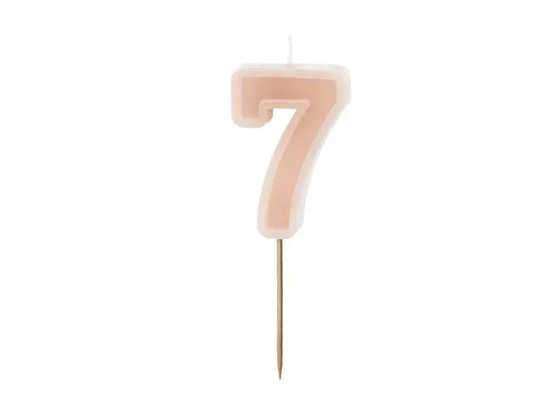 Birthday candle Number 7, dirty pink, 6 cm Partydeco