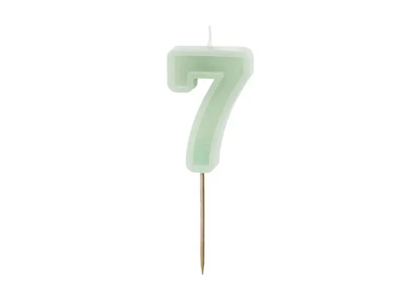 Birthday candle Number 7, green, 6 cm Partydeco