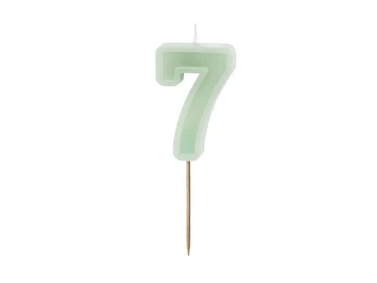 Birthday candle Number 7, green, 6 cm Partydeco