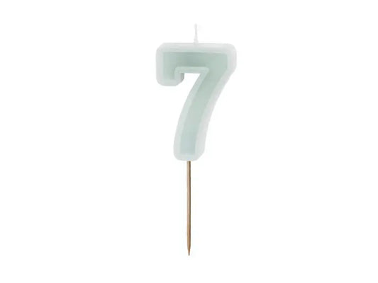 Birthday candle Number 7, light mint, 6 cm Partydeco