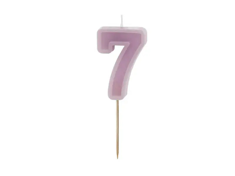 Birthday candle Number 7, purple, 6 cm Partydeco