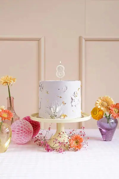 Birthday candle Number 8, beige, 6 cm Partydeco