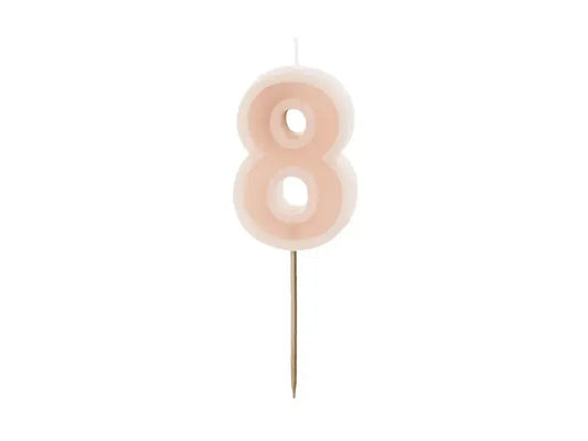 Birthday candle Number 8, dirty pink, 6 cm Partydeco
