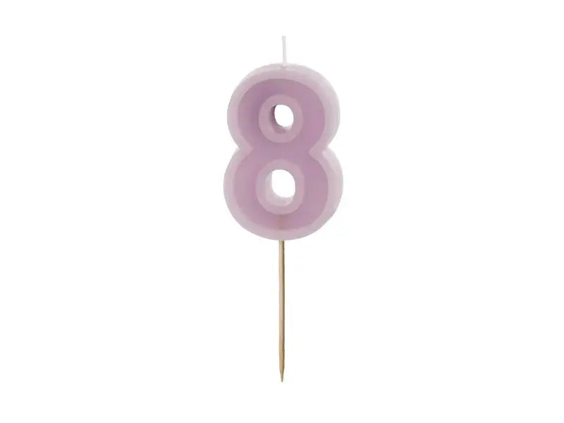 Birthday candle Number 8, purple, 6 cm Partydeco