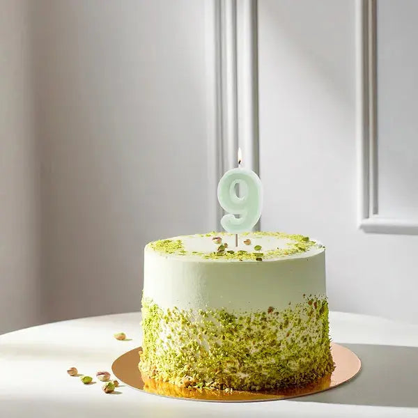 Birthday candle Number 9, green, 6 cm Partydeco