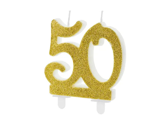 Birthday candle number 50, gold 7.5cm Partydeco