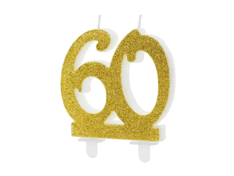 Birthday candle number 60, gold 7.5cm Partydeco