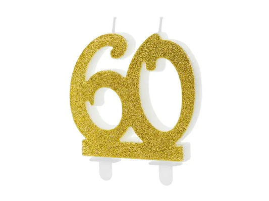 Birthday candle number 60, gold 7.5cm Partydeco