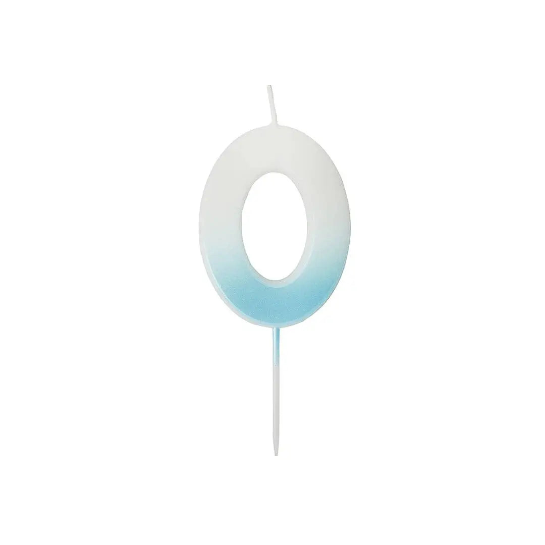 Blue Ombre Number 0 Wax Candle Hootyballoo by Club Green