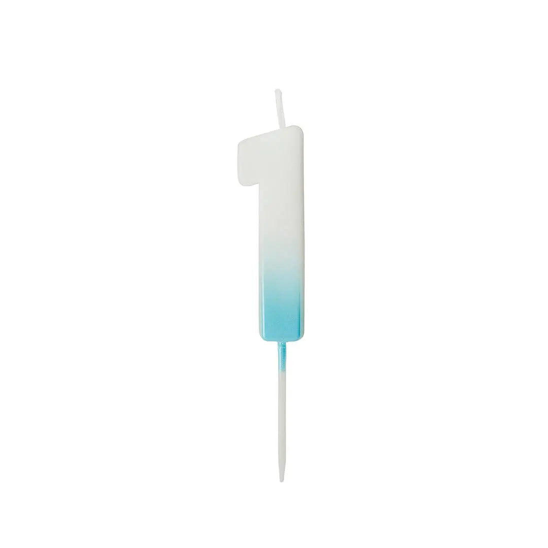 Blue Ombre Number 1 Wax Candle Hootyballoo by Club Green