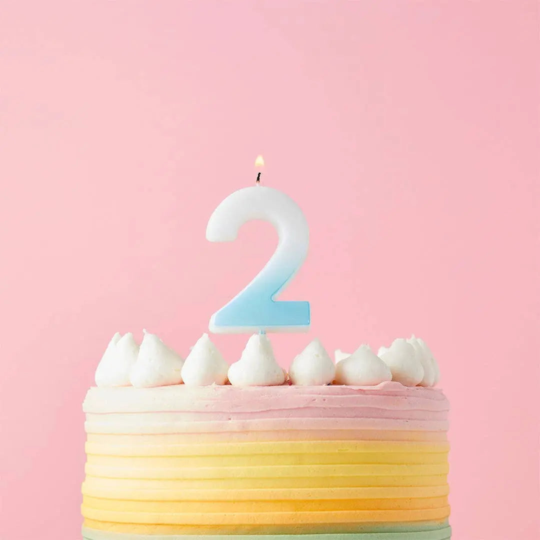 Blue Ombre Number 2 Wax Candle Hootyballoo by Club Green