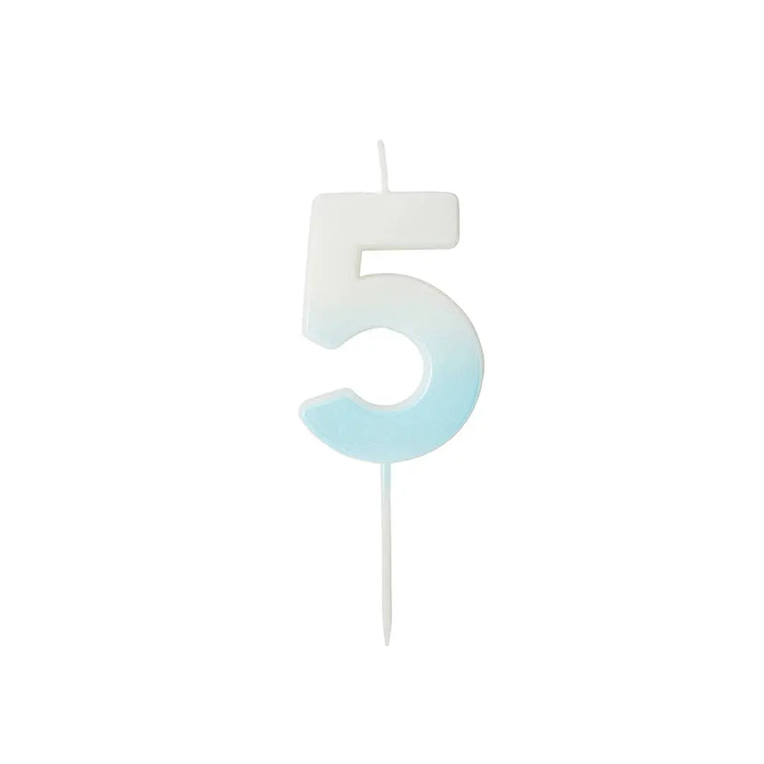 Blue Ombre Number 5 Wax Candle Hootyballoo by Club Green