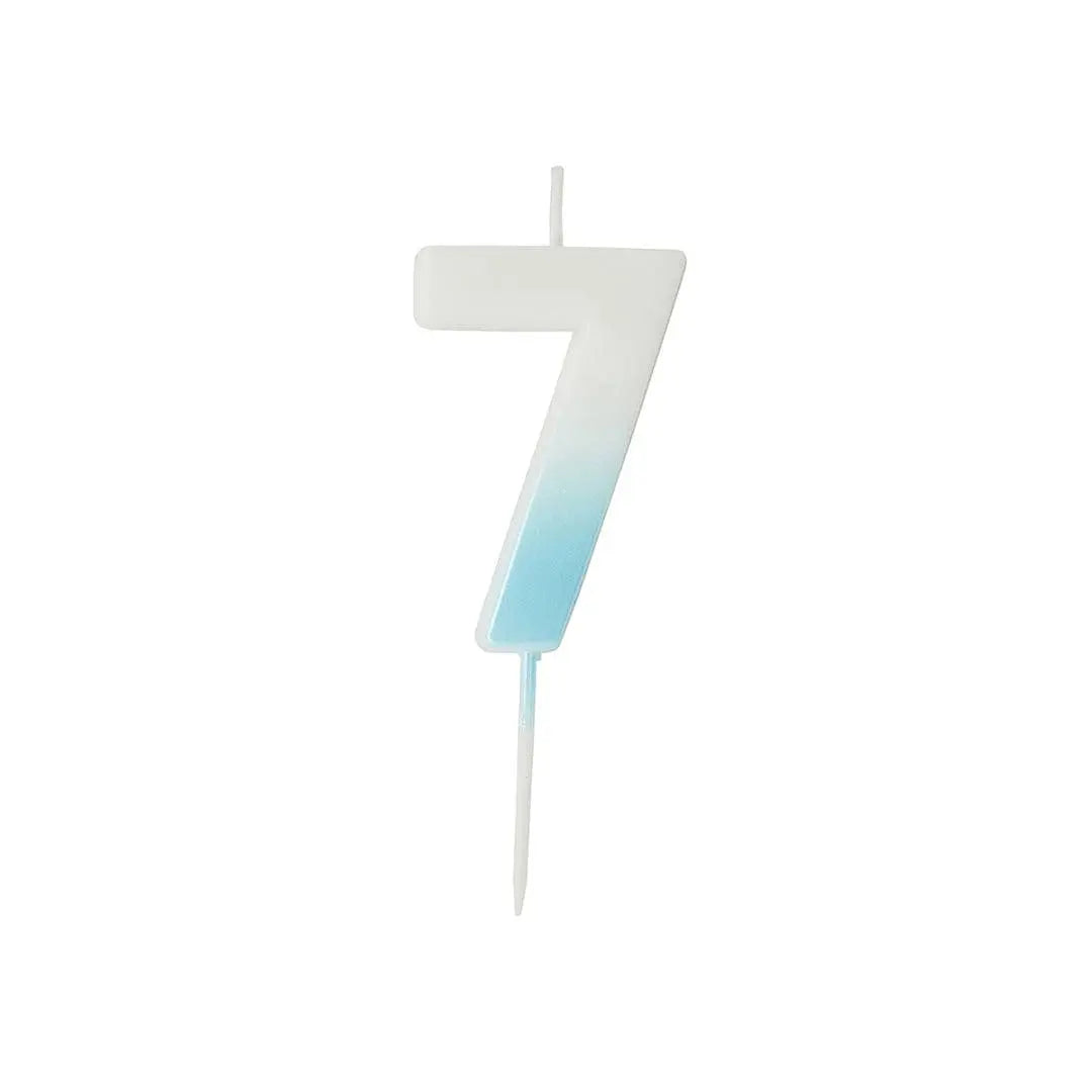 Blue Ombre Number 7 Wax Candle Hootyballoo by Club Green