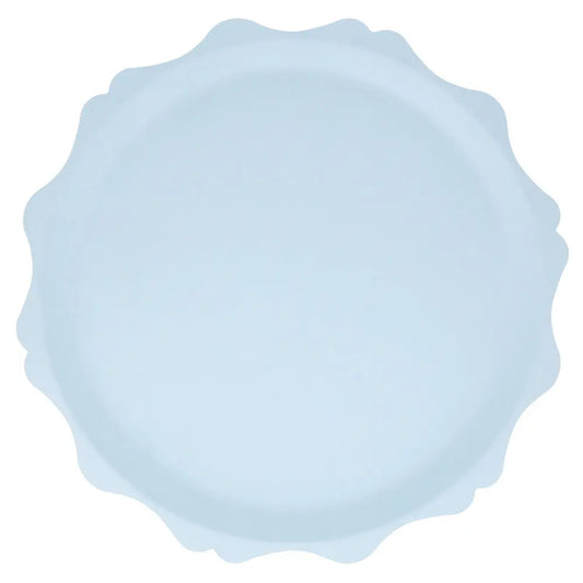 Blue decorative edge compostable dinner plates Meri Meri