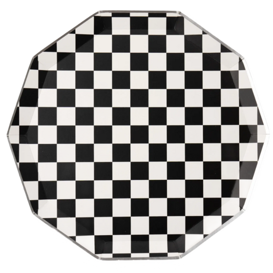 Bonjour Fête - BLACK AND WHITE SIGNATURE CHECKER DINNER PLATES Bonjour Fête