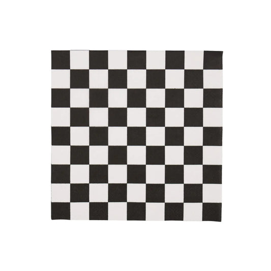 Bonjour Fête - BLACK AND WHITE SIGNATURE CHECKER LARGE NAPKINS Bonjour Fête