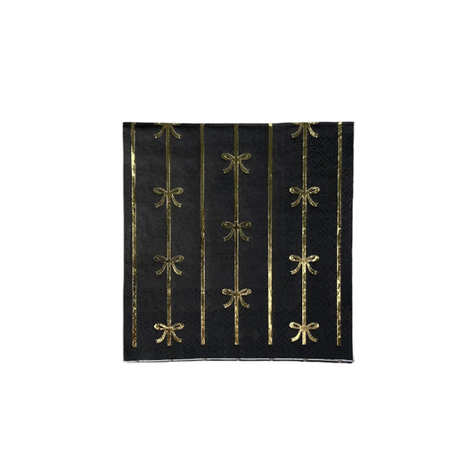 Bonjour Fête - BLACK & GOLD SIGNATURE BOW SMALL NAPKINS Bonjour Fête