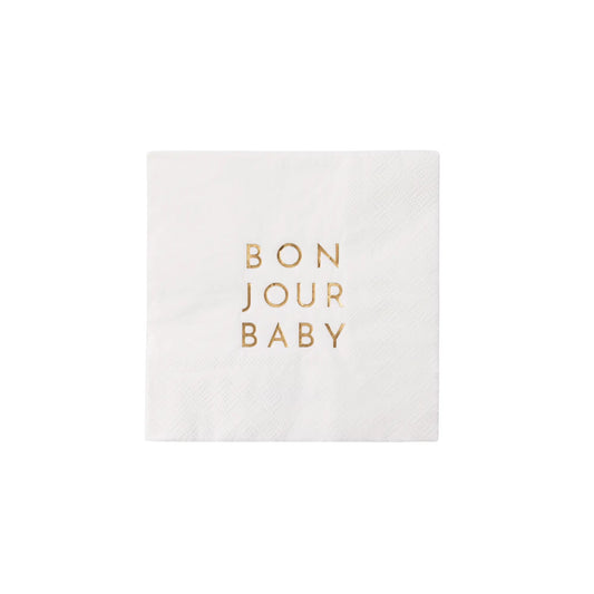 Bonjour Fête - BONJOUR BABY BLANC WHITE COCKTAIL NAPKINS Bonjour Fête