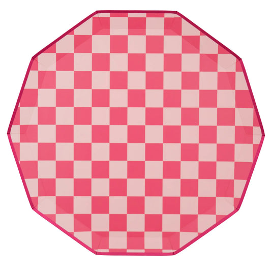 Bonjour Fête - PINK CHECKERED SIGNATURE DINNER PLATES Bonjour Fête