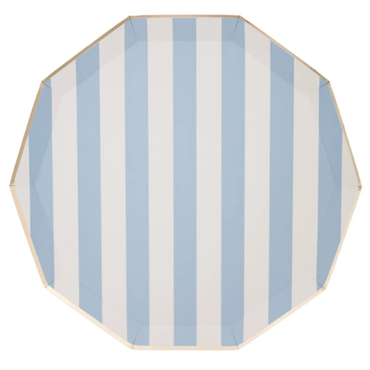 Bonjour Fête - SKY BLUE SIGNATURE CABANA STRIPE PLATES Bonjour Fête