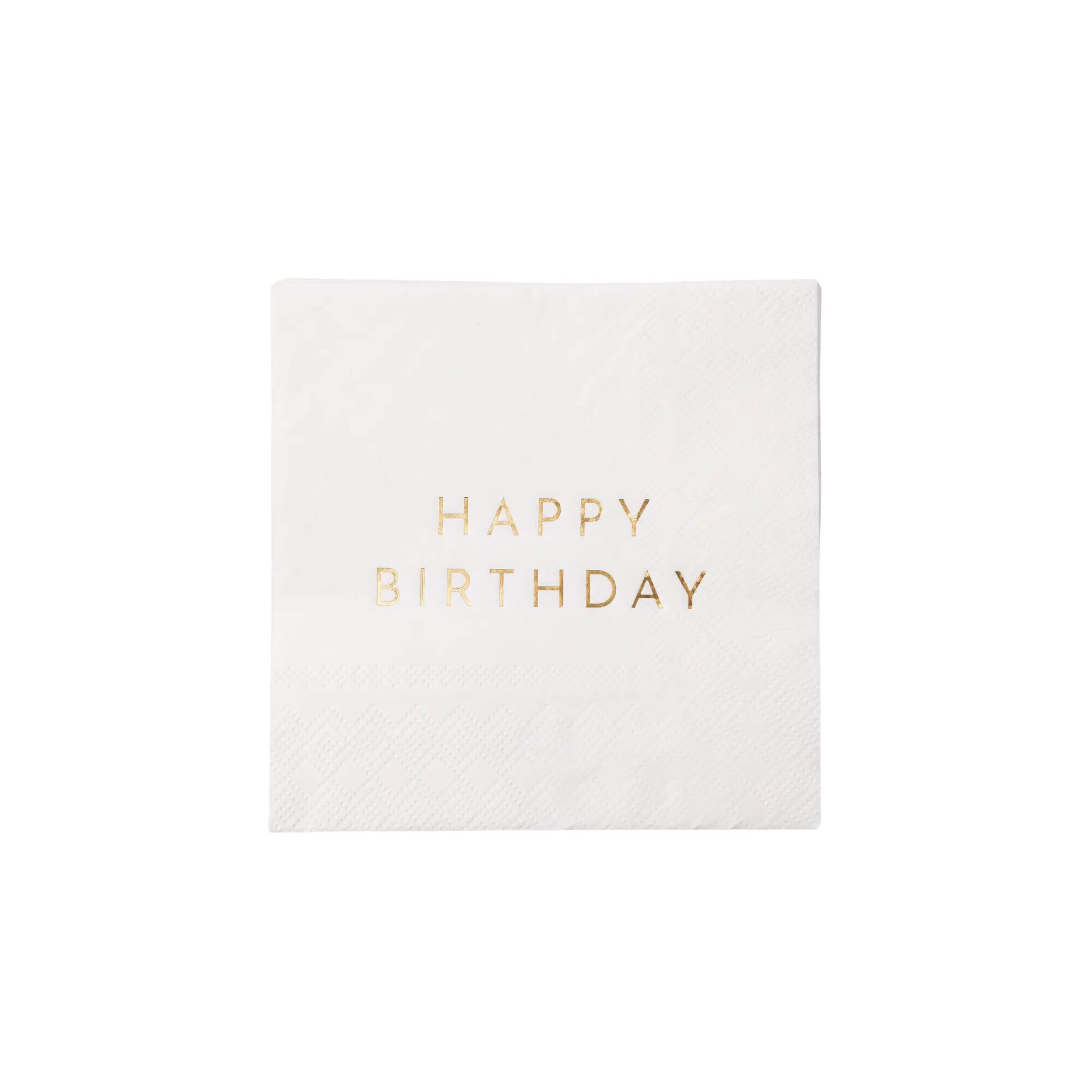 Bonjour Fête - WHITE & GOLD SIGNATURE HAPPY BIRTHDAY COCKTAIL NAPKINS Bonjour Fête