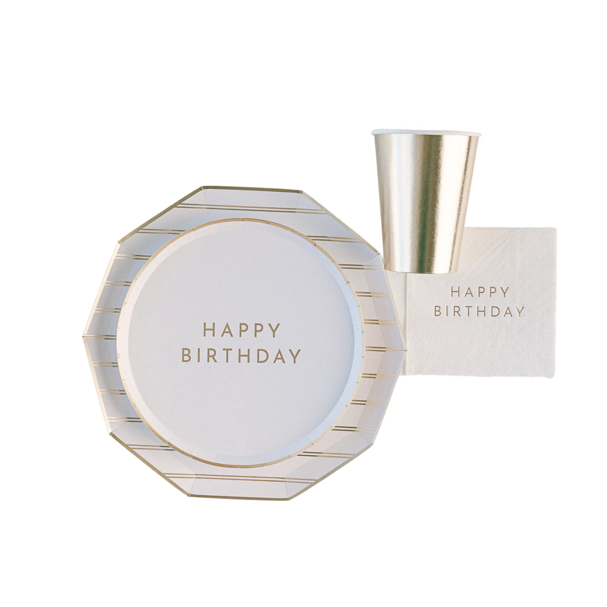 Bonjour Fête - WHITE & GOLD SIGNATURE HAPPY BIRTHDAY SMALL PLATES Bonjour Fête