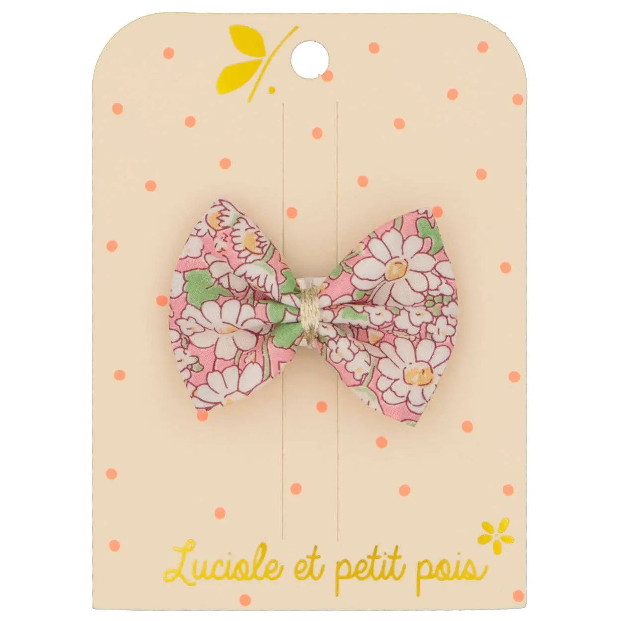 Bow clip - Liberty Alice peach Luciole et Petit Pois