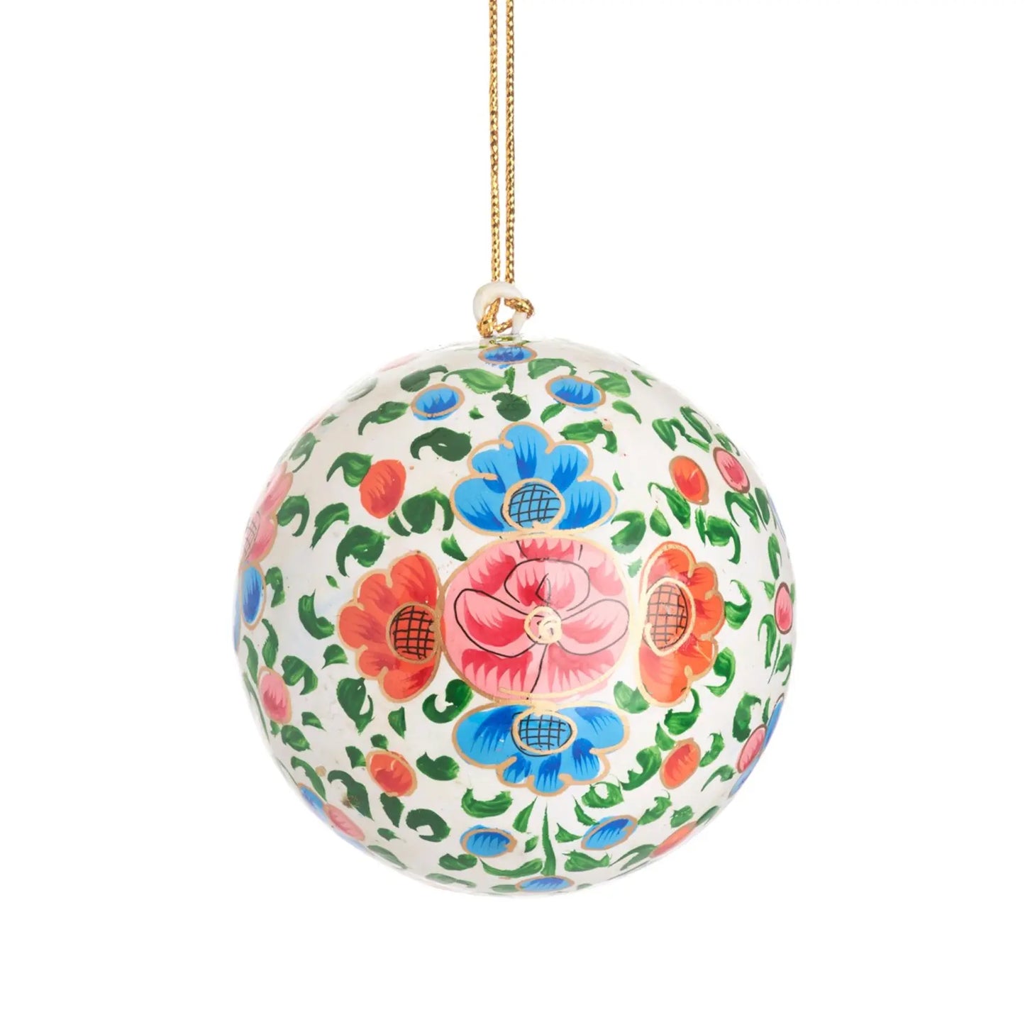 Bright Floral Papier Mache Bauble SASS AND BELLE