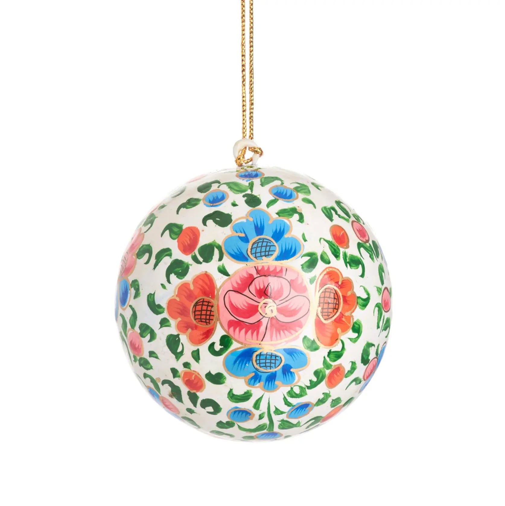 Bright Floral Papier Mache Bauble SASS AND BELLE