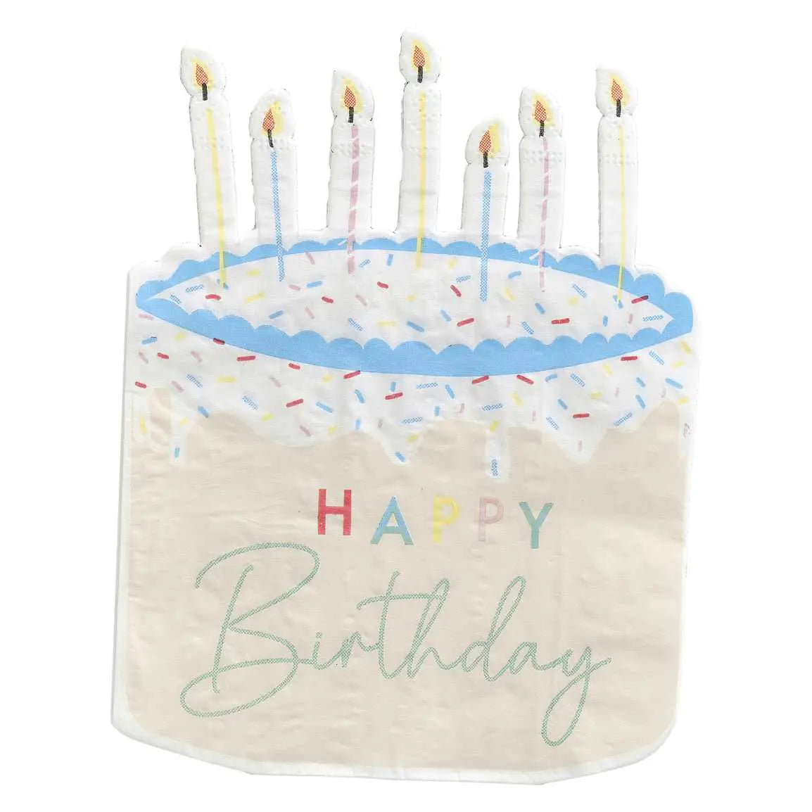 Cake Shaped Happy Birthday Paper Napkins Ginger Ray