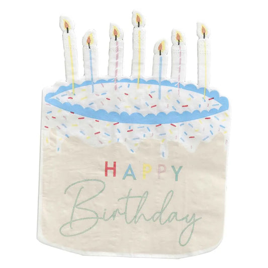 Cake Shaped Happy Birthday Paper Napkins Ginger Ray