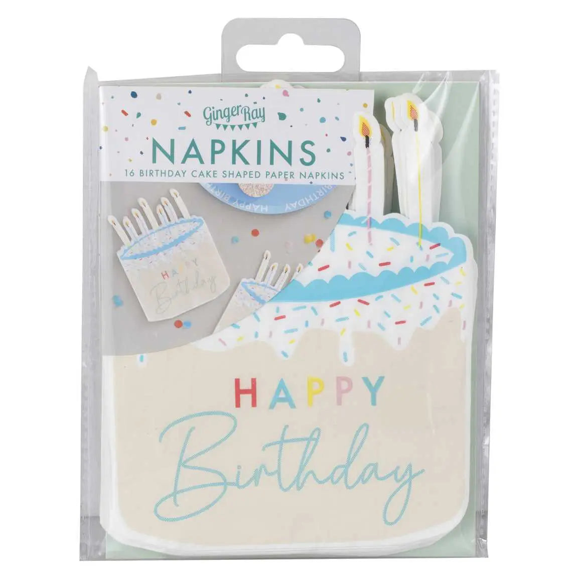 Cake Shaped Happy Birthday Paper Napkins Ginger Ray