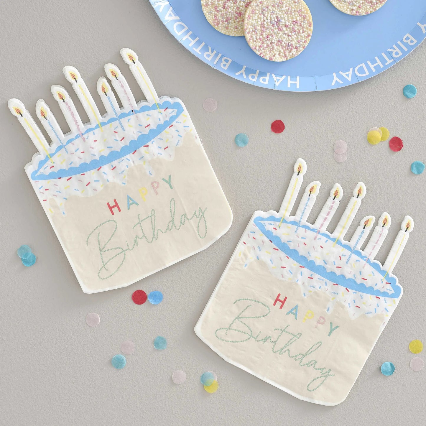 Cake Shaped Happy Birthday Paper Napkins Ginger Ray