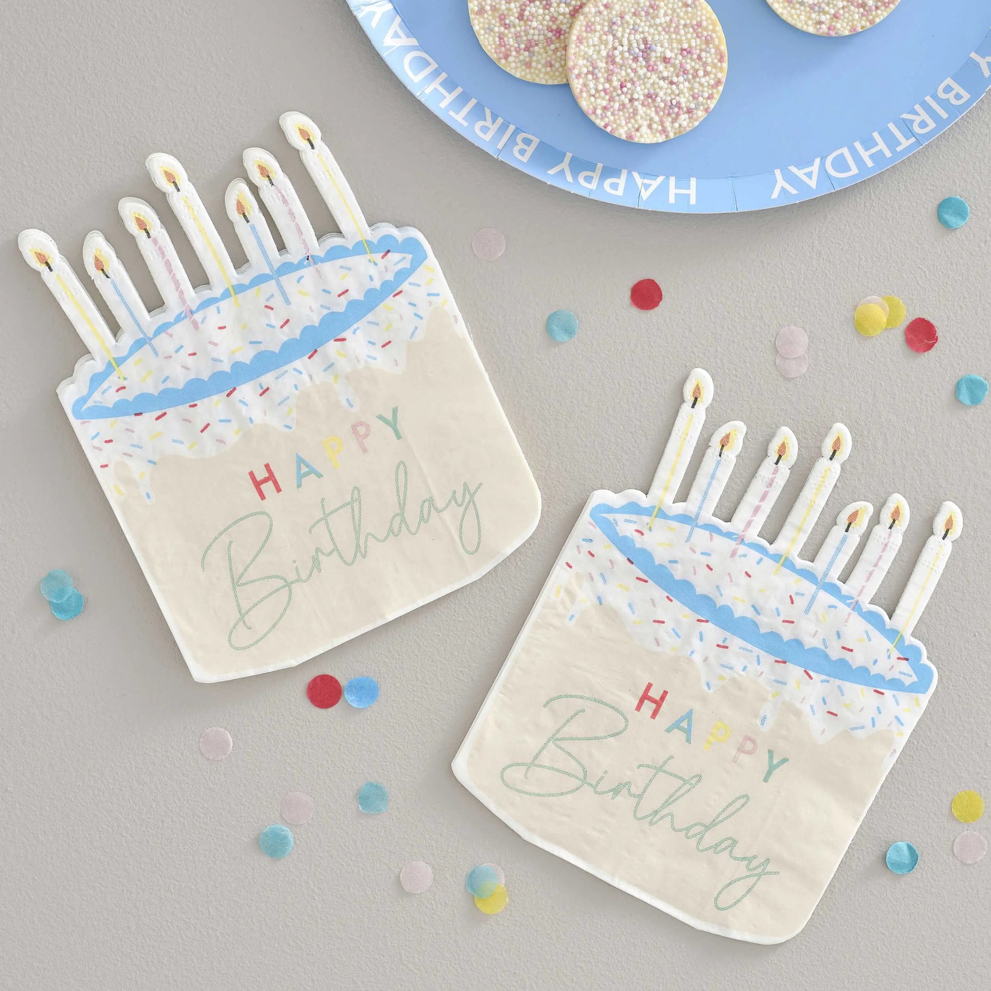 Cake Shaped Happy Birthday Paper Napkins Ginger Ray