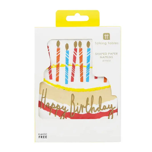 Cake Shaped Rainbow Birthday Napkins - 20 Pack Talking Tables
