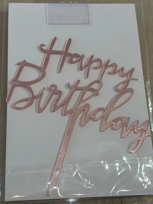 Cake Topper Rose Gold Acrylic The Party Ville