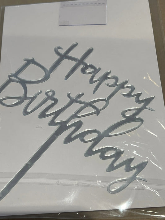 Cake Topper Silver Acrylic The Party Ville