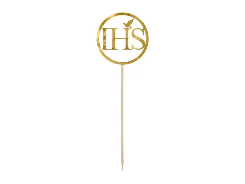 Cake topper IHS, gold, 22cm Partydeco